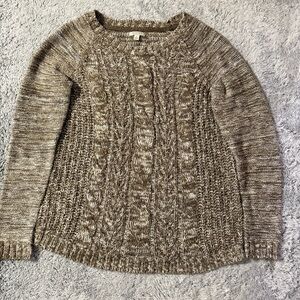 Sonoma Women's Heathered Brown Cable Knit Sweater